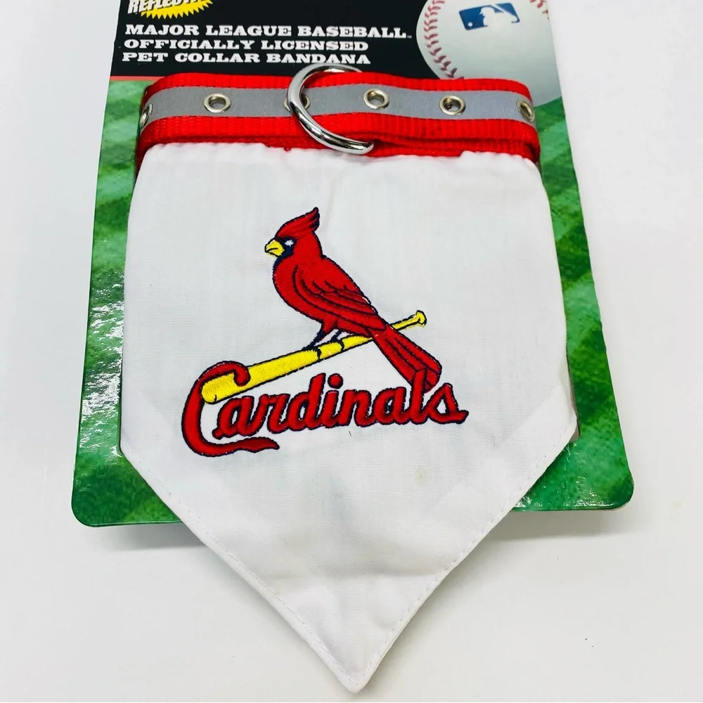 MLB St Louis Cardinals Adjustable Reflective Pet Collar Bandana Size Large NWT